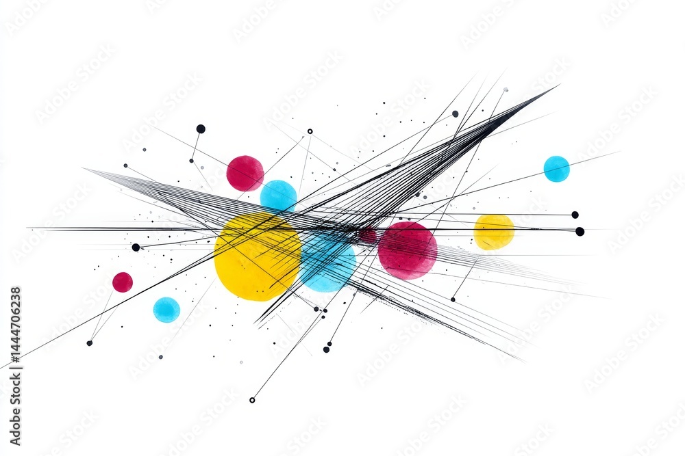 Poster abstract data engraving sketch - dynamic illustration symbolizing connection, technology, energy, in