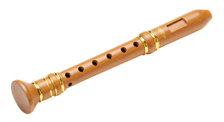 Naklejka premium Isolated Brown Recorder Flute Musical Instrument