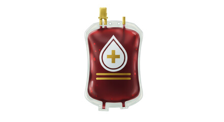 Isolated Blood Bag with Drop Symbol for Medical Use