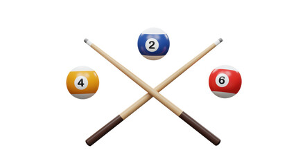 Isolated Billiard Balls with Pool Cues Crossed