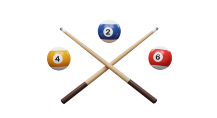 Isolated Billiard Balls with Pool Cues Crossed