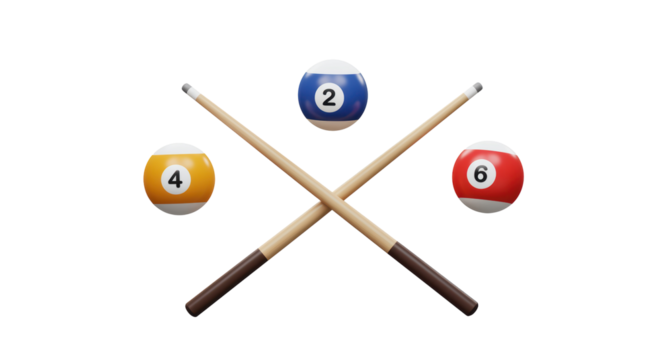 Isolated Billiard Balls with Pool Cues Crossed
