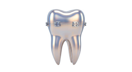 Isolated Silver Tooth Model with Braces