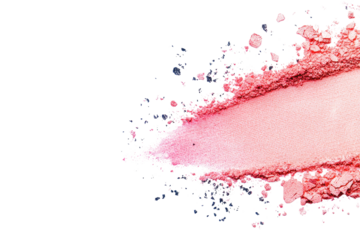 Pink blush powder, scattered fragments