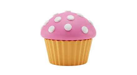 Isolated Pink Cupcake with White Sprinkles