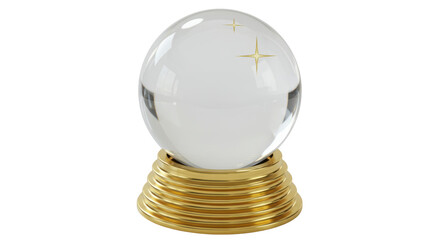 Isolated Crystal Ball with Golden Base for Divination