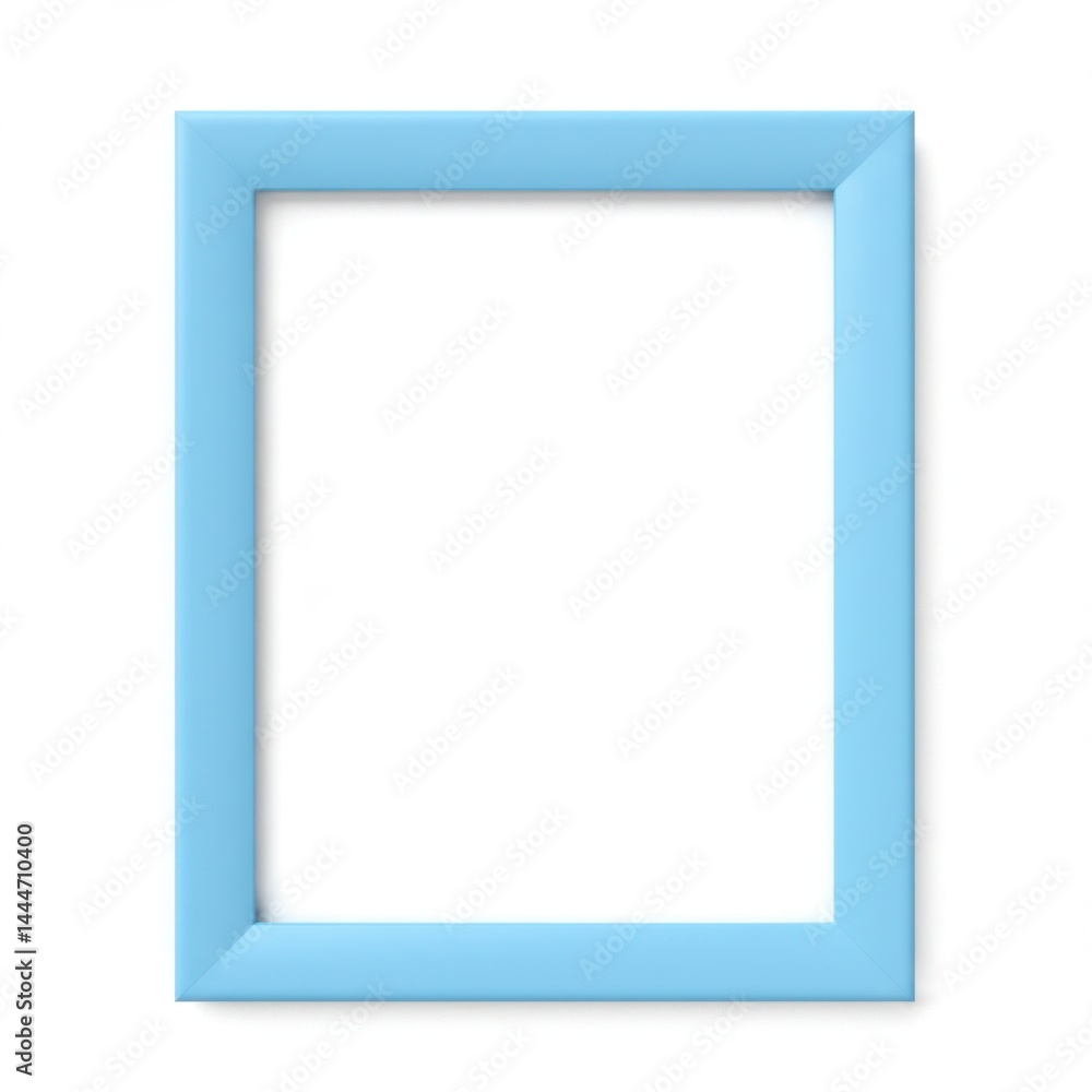 Poster a light blue rectangular picture frame with a white background casting a soft shadow on the surface