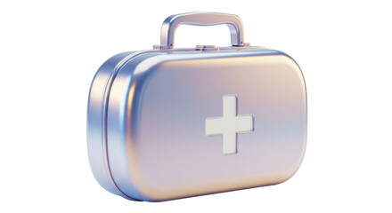 Isolated First Aid Kit Metallic Silver