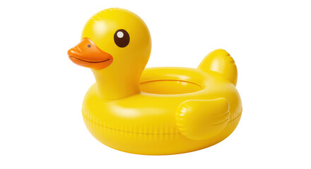 Isolated Yellow Inflatable Duck Ring for Pool Fun
