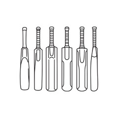 elegant cricket bat line art for sports vector