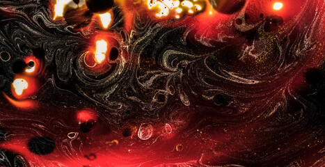 Dynamic abstract patterns with ink and oil bubbles creating vibrant swirls