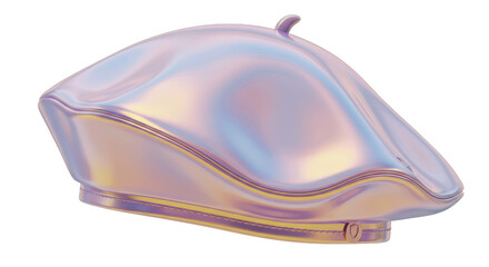 Isolated Iridescent Beret Headwear Fashion Accessory