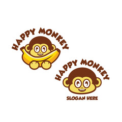 Happy Monkey Banana Vector Mascot