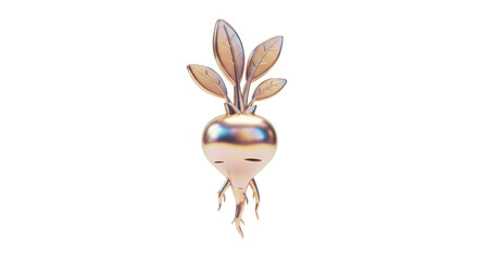 Isolated Pearlescent Cartoon Turnip Vegetable Illustration