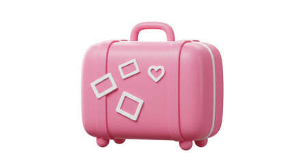 Isolated Pink Suitcase with Stickers