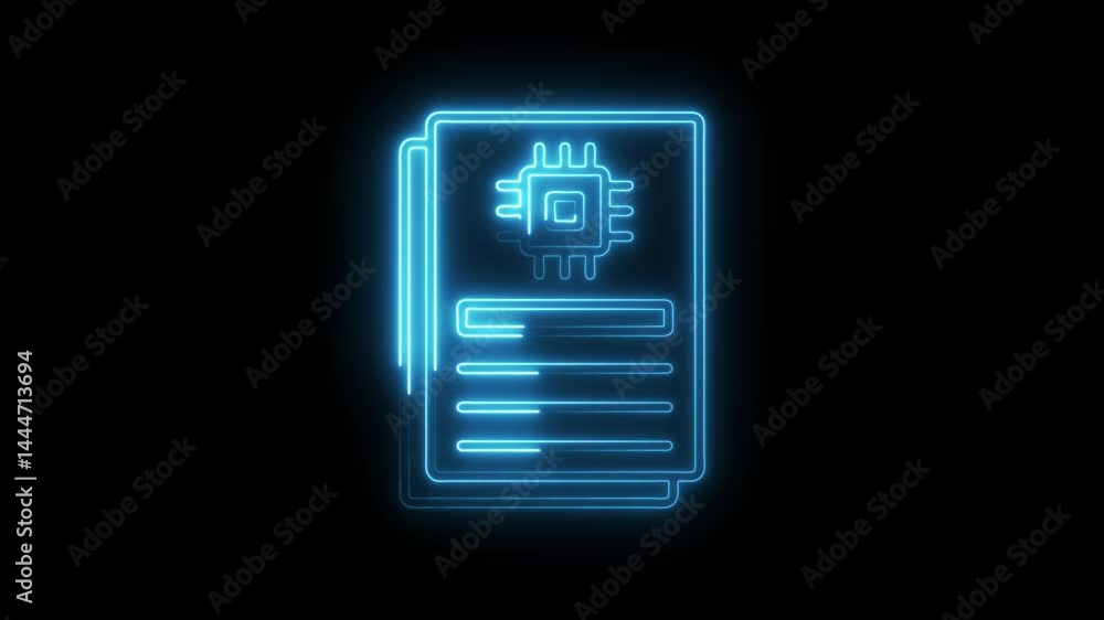 Poster neon style digital document data analysis cyber technology report