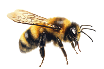 Realistic bee insect illustration isolated on white background perfect for nature and wildlife-related artwork