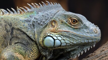 Obraz premium Iguana Portrait: Scaled Beauty in Natural Light