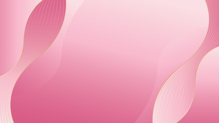 Elegant pink luxury background with golden wavy lines. Suitable for beauty design, templates, banners, cards, covers, awards, sales, events, websites, pages and more