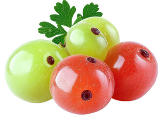red and green gooseberries with parsley