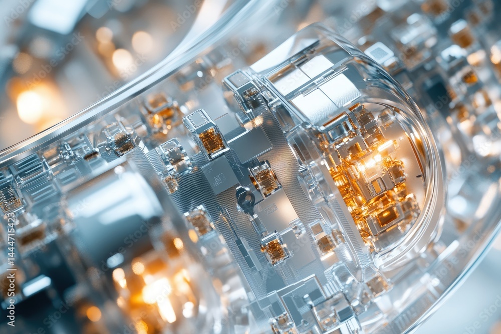 Poster Intricate circuitry, glowing components, and transparent casing showcase advanced technological innovation.