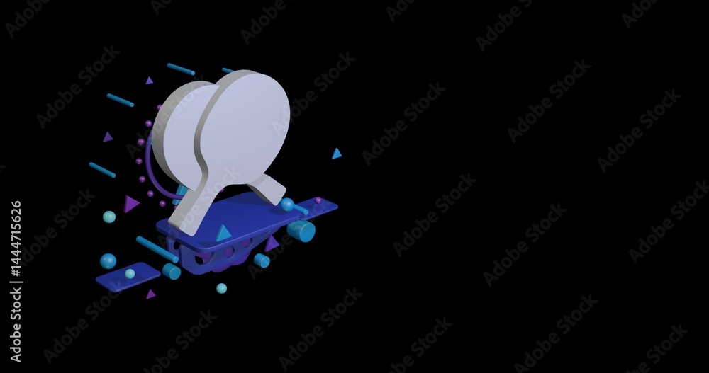Aufkleber white crossed ping pong rackets symbol on a pedestal of abstract geometric shapes floating in the ai