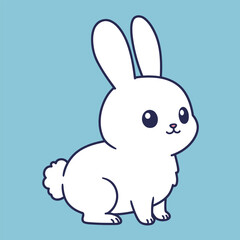 Cute cartoon-style white rabbit with two large ears and a small tufted tail