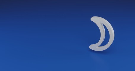 Obraz premium Isolated realistic white moon astrological symbol with shadow. Located on the right side of the scene. 3d illustration on transparent background
