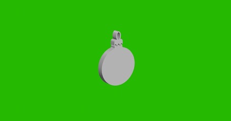 Isolated realistic white Christmas tree toy front view with shadow. 3d illustration on green chroma key background