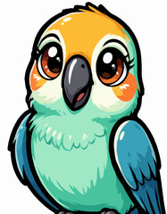 Obraz premium Cute cartoon bird smiling with vibrant feathers 