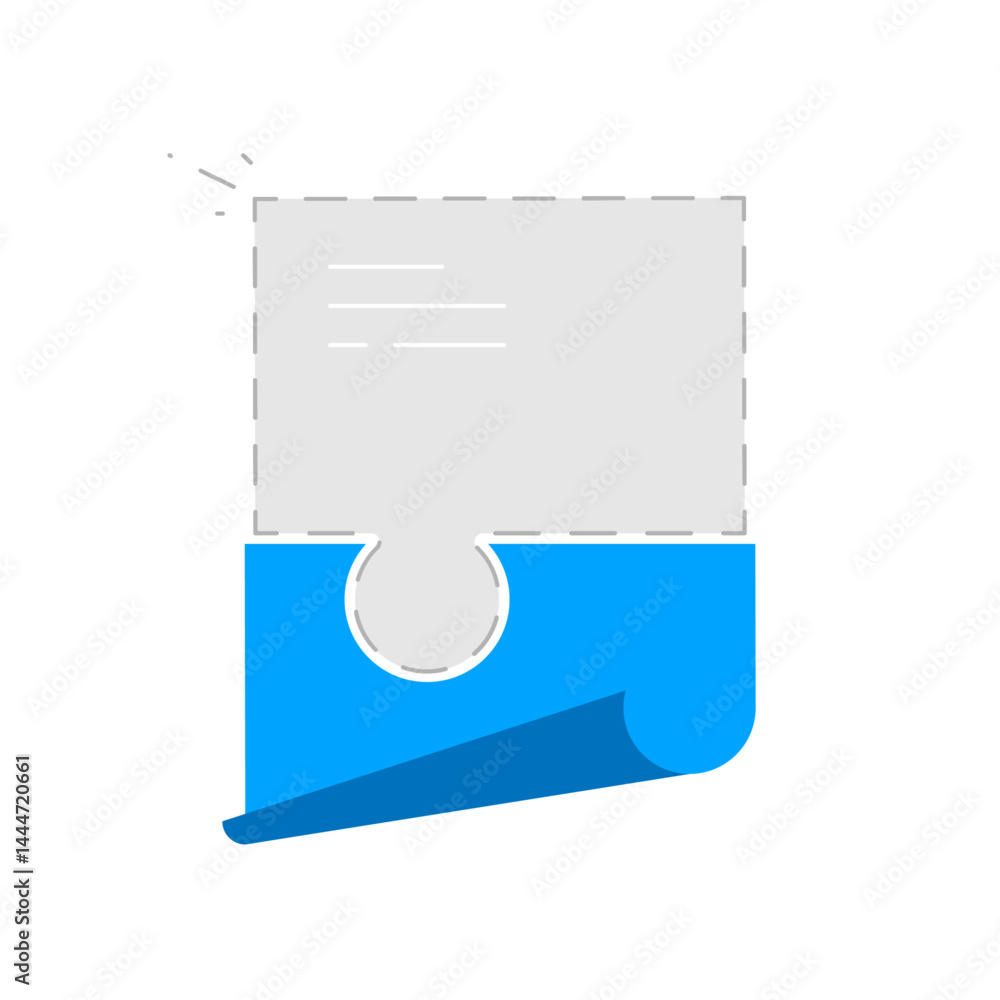 Poster incomplete document illustration. broken or missing file paper icon representing incomplete data, mi