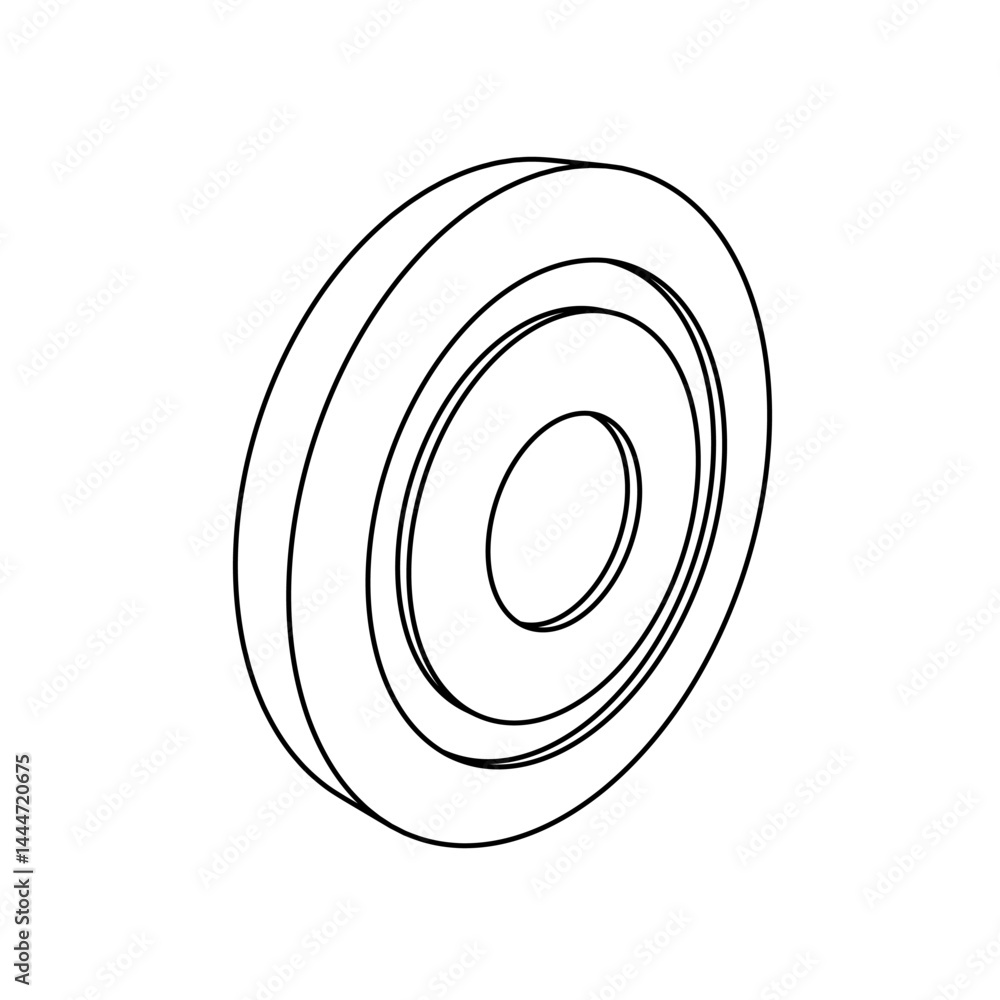 Poster the outline of a large checker game symbol is made with black lines. 3d view of the object in perspe
