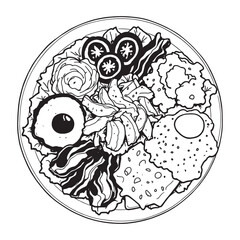 Elegant Line Art Depiction of a Classic Cobb Salad