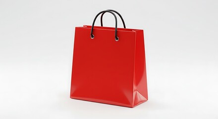A glossy red shopping bag with black handles ready to mockup
