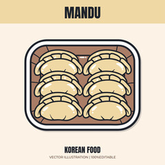Mandu korean food vector illustration