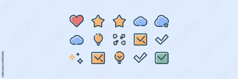 Poster vector illustration of icons with various symbols – ideal for app development, web design, or digita