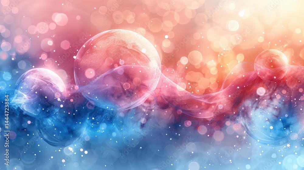 Aufkleber Surreal cosmic spheres on bokeh background with smooth transitioning colors