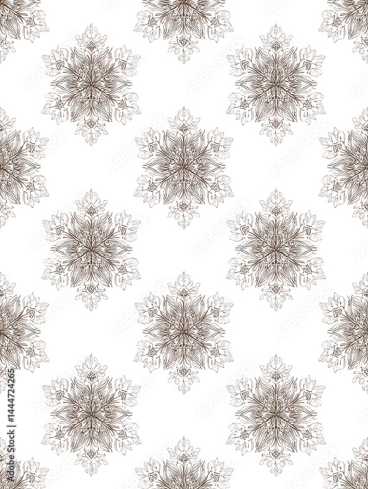 Aufkleber elegant snowflake pattern design - pattern of intricate snowflakes on white background, perfect for 