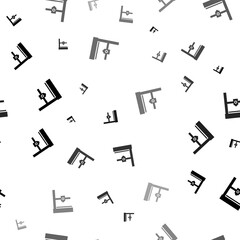 Seamless vector pattern with small 3D printer symbols, creating a creative monochrome background with rotated elements. Illustration on transparent background