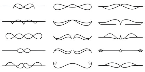 Ornamental divider collection black line design elements decorative borders graphic ornament
