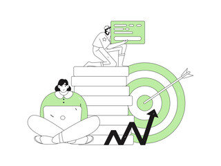 Virtual characters social communication concept business flat vector hand drawn illustration
