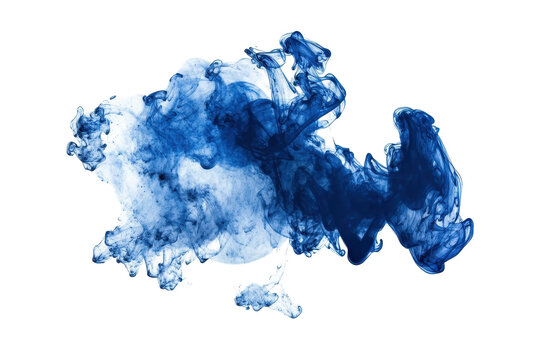 Messy blue ink blotch isolated on white background for expressive art prints or design overlays