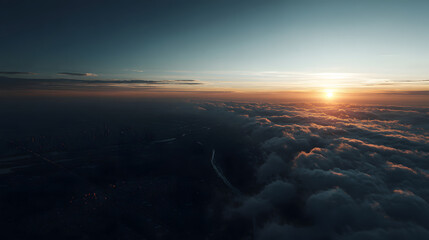 landscape with city and  beautiful sky