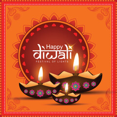 Vector illustration of Happy Diwali social media feed template written Hindi text means happy Diwali
