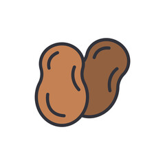 Dates fruit colored icons, minimalist vector illustration ,simple transparent graphic element .Isolated on white background