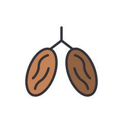 Dates fruit colored icons, minimalist vector illustration ,simple transparent graphic element .Isolated on white background