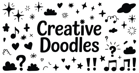 Creative doodle collection hand drawn vector elements isolated on white background