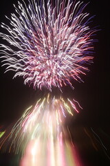 Fireworks at night Riga, Latvia. Celebrating fire work at night making people in country so happiness at night.