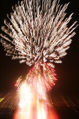 Fireworks at night Riga, Latvia. Celebrating fire work at night making people in country so happiness at night.