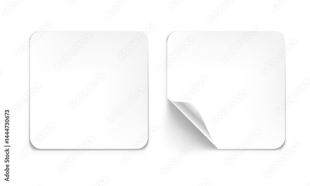 Aufkleber vector realistic sticky square sticker with curled edges and shadow isolated on transparent backgrou